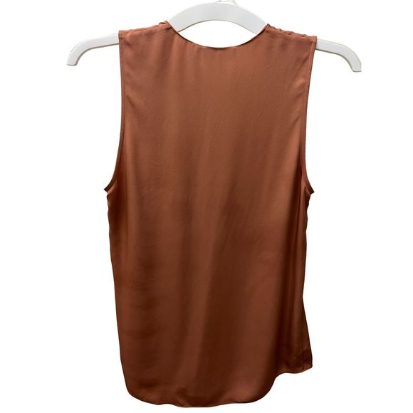 Theory Meighlan Modern Silk Sleeveless Top Brown Rust 0143 - Picture 2 of 4